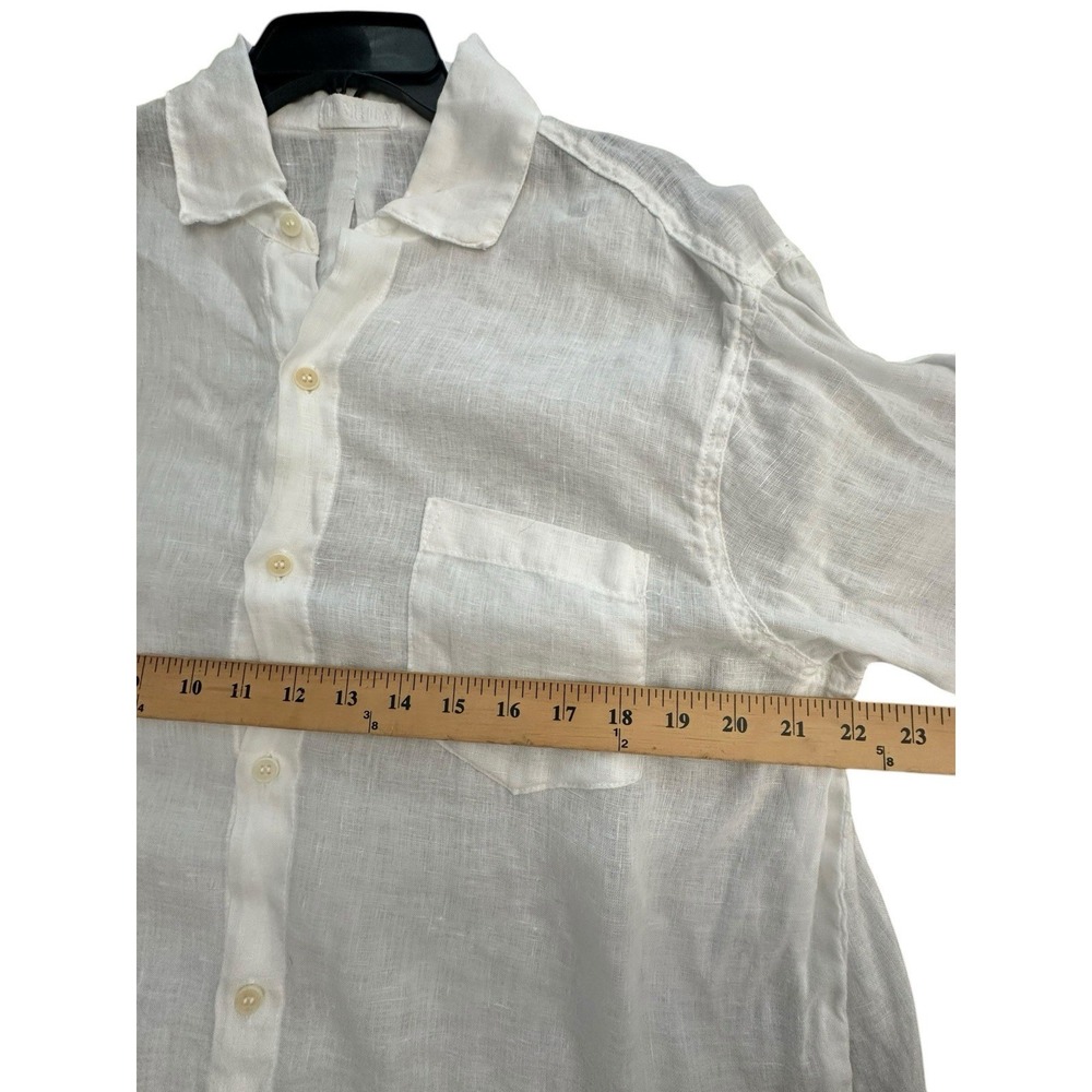 CP SHADES Top White 100% Linen Small Pocket Buttoned Shirt Tunic #AAA3-4 - Picture 6 of 8